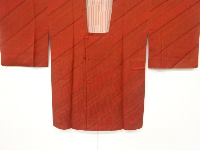 JAPANESE KIMONO / VINTAGE MICHIYUKI COAT / SILK / WOVEN DIAGONAL STRIPE